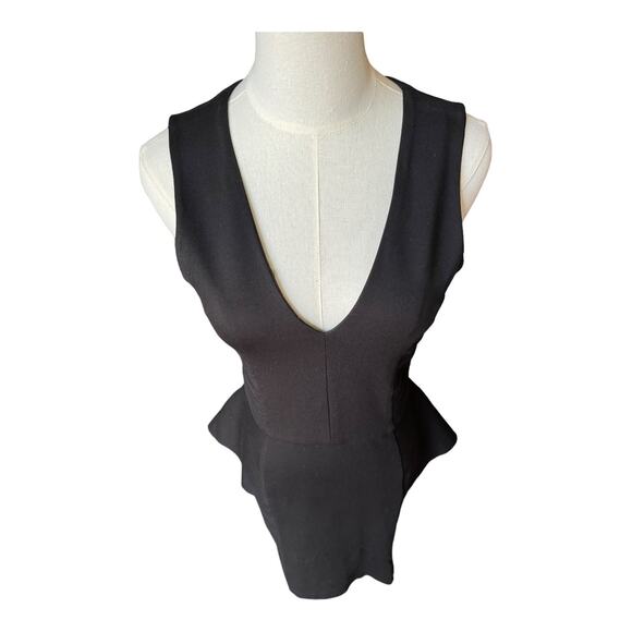Parker Peplum Bodycon Black ribbed sides Sleeveless Dress size XS - Picture 5 of 15